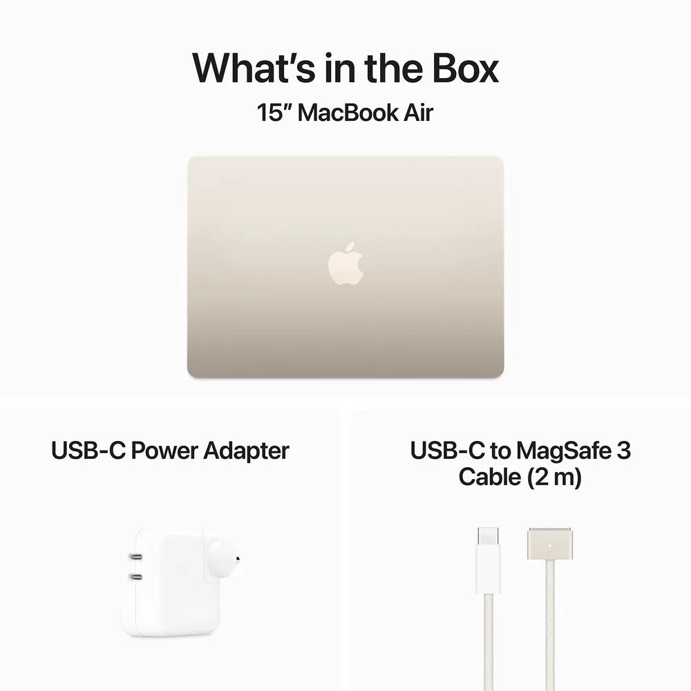 Apple MacBook Air 15-inch | M3 Chip | 8GB RAM | 256GB SSD | Starlight | 2024 (Open Box)