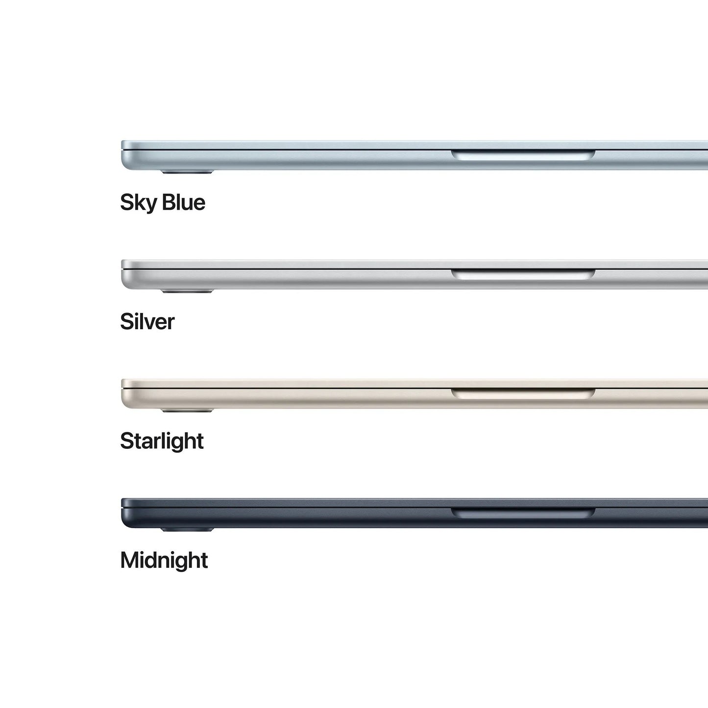 13-inch MacBook Air M5 colour options: Sky Blue, Silver, Starlight, and Midnight