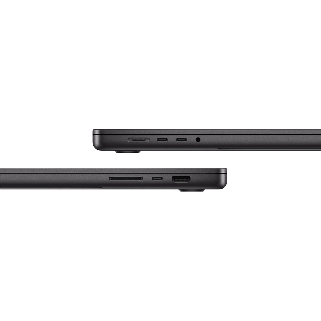 Space black elegance, M3 MacBook: Versatile ports