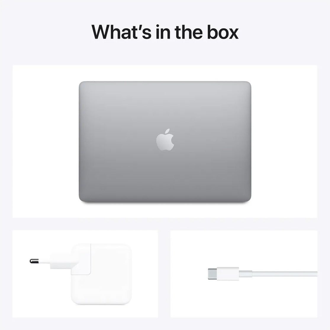 MacBook Air 13-inch: Laptop, Power adapter, USB-C cable