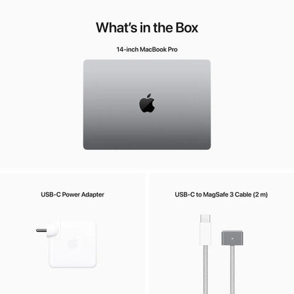MacBook Pro 14-inch: Laptop, Power adapter, USB-C to MagSafe 3 cable