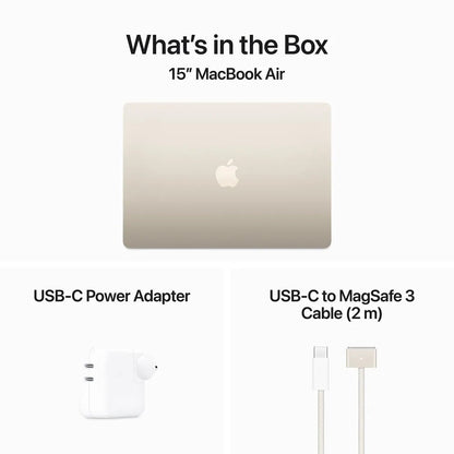 Apple MacBook Air 15-inch | M3 Chip | 8GB RAM | 256GB SSD | Starlight | 2024 (Open Box)
