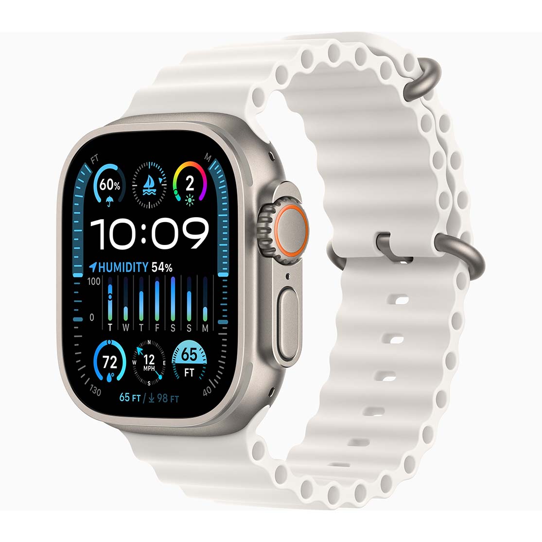 Apple Watch Ultra 2 | GPS+ Cellular | 49mm Titanium Case | White Ocean Band 