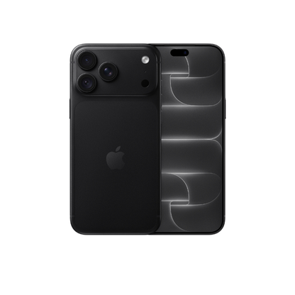 Black Apple iPhone shown from the back, with the rear camera array visible on the left and the front screen area on the right, on a plain white background.