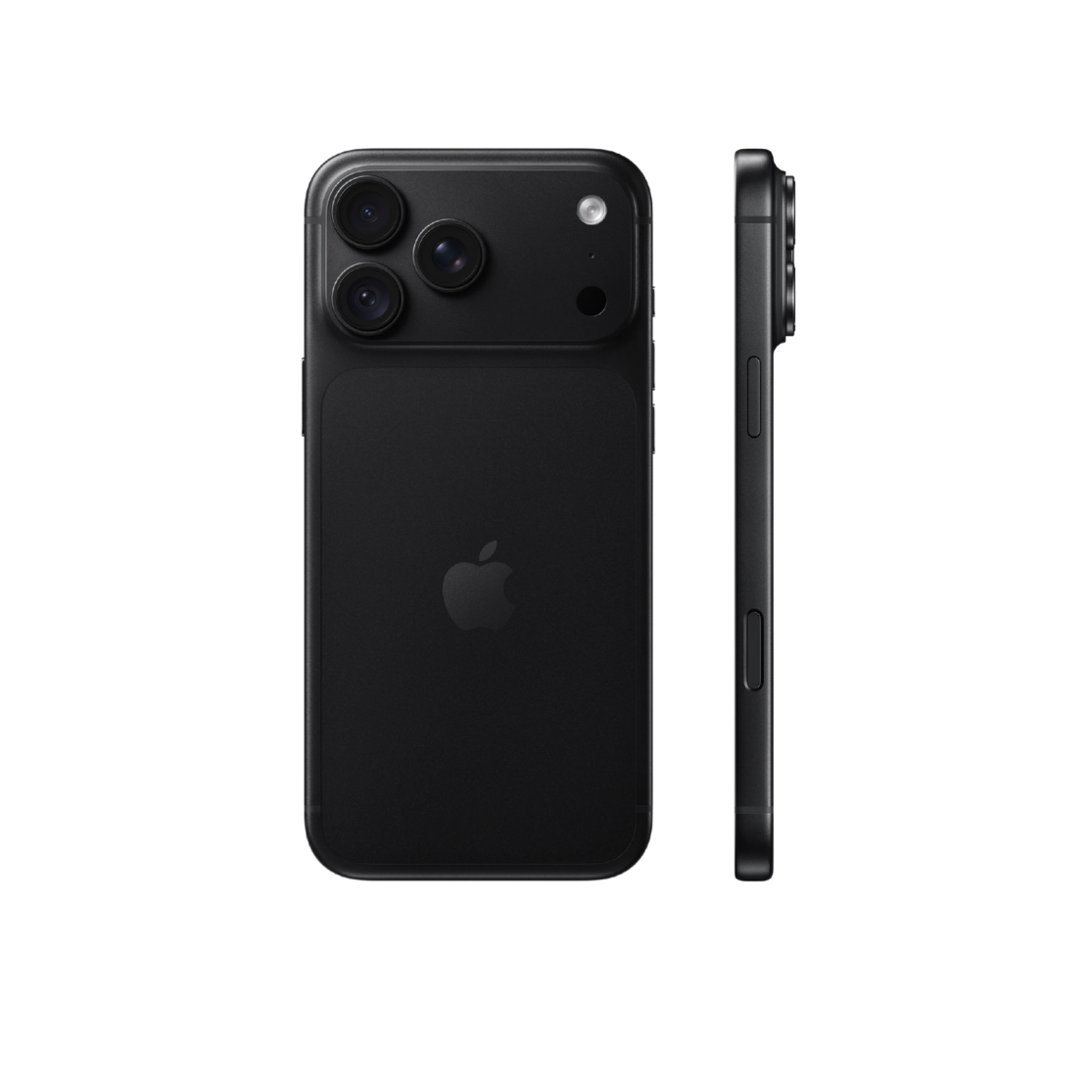 A black Apple iPhone shown from the back and side on a plain white background.