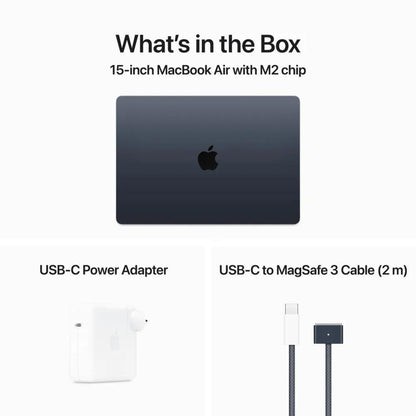 MacBook Air 15-inch M2: Laptop, Power adapter, USB-C to MagSafe 3 cable