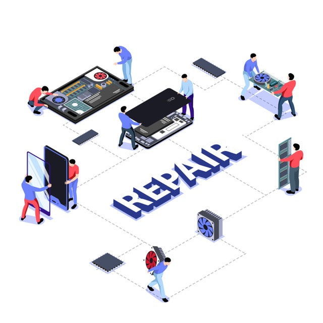 Apple device repair using genuine parts and iFixit tools.