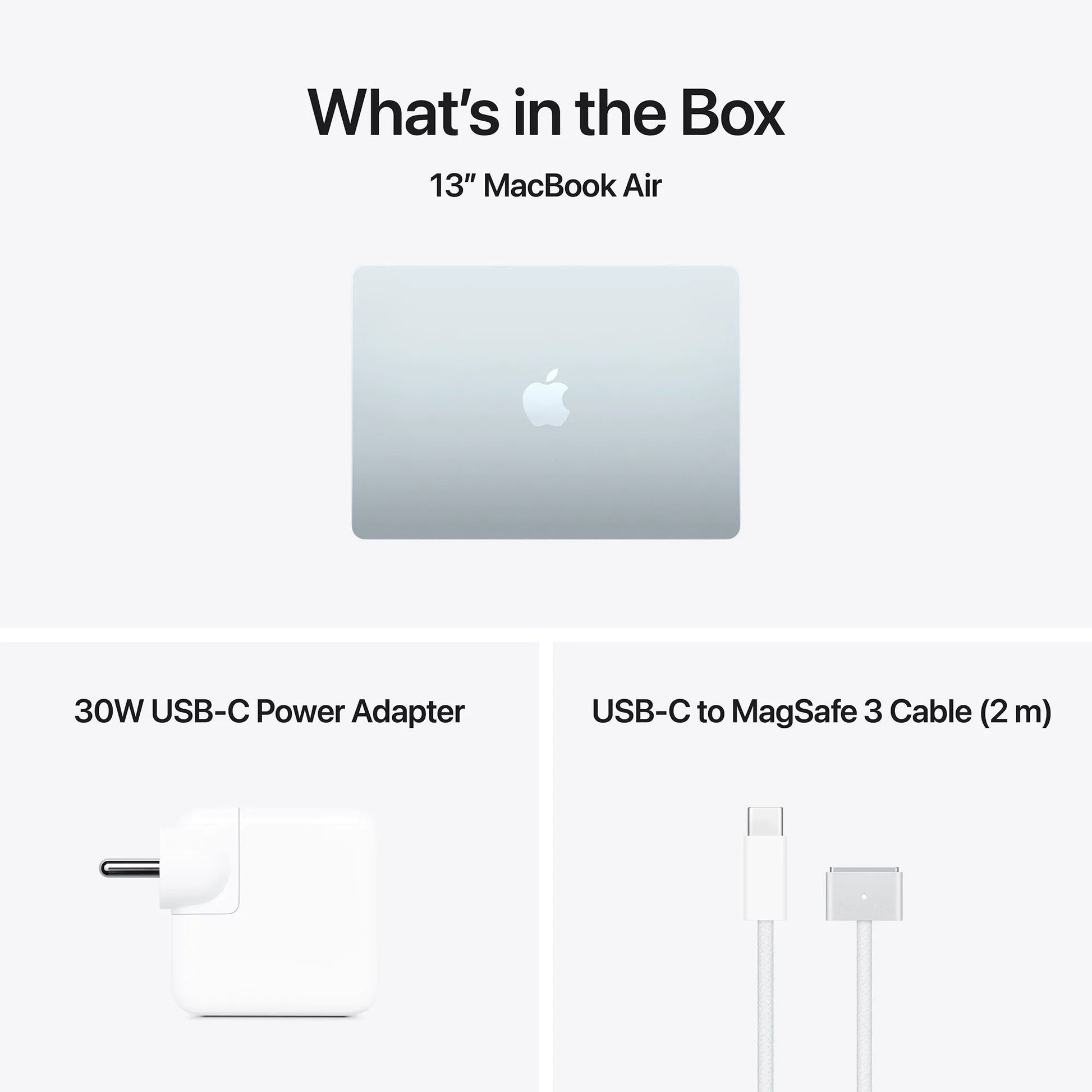 What’s in the box – 13-inch MacBook Air M5 with power adapter and USB‑C to MagSafe 3 cable