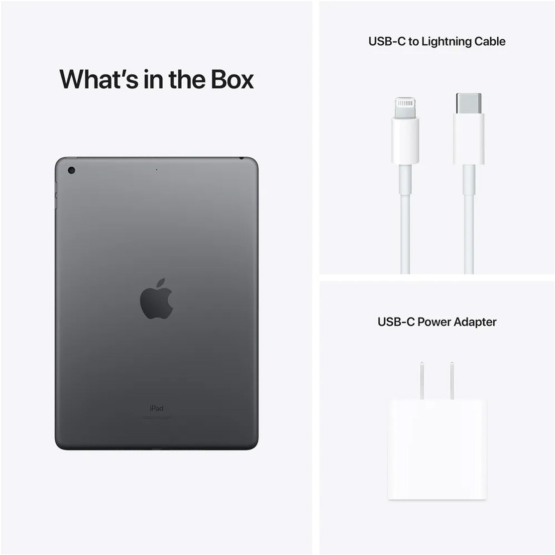 Apple iPad | 9th Generation | 10.2 | 2021: iPad, Power adapter, USB-C cable