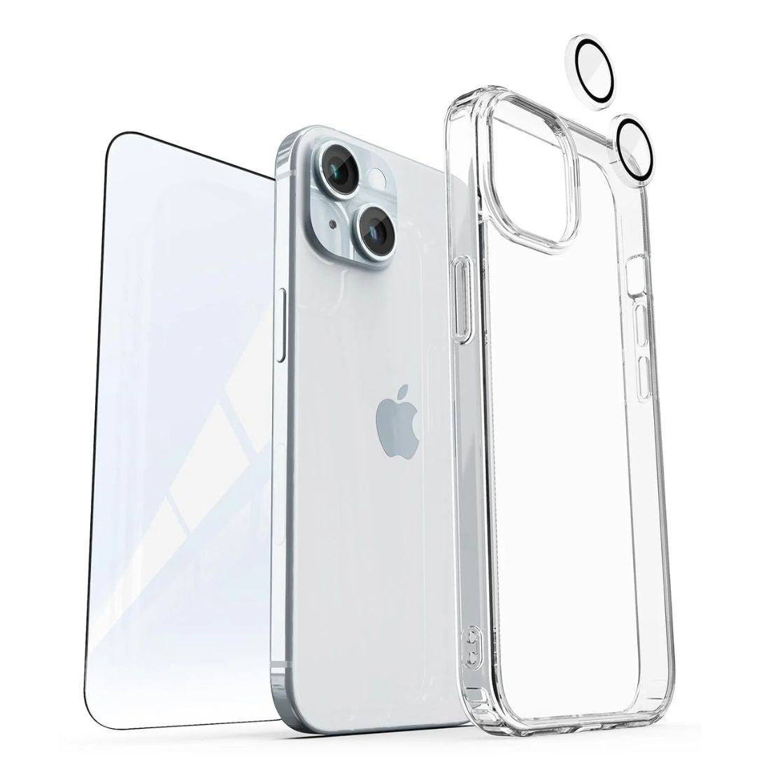 Vaku 3in1 iPhone 15 Series Case: Glass Cover, Tempered Glass, Lens Protector