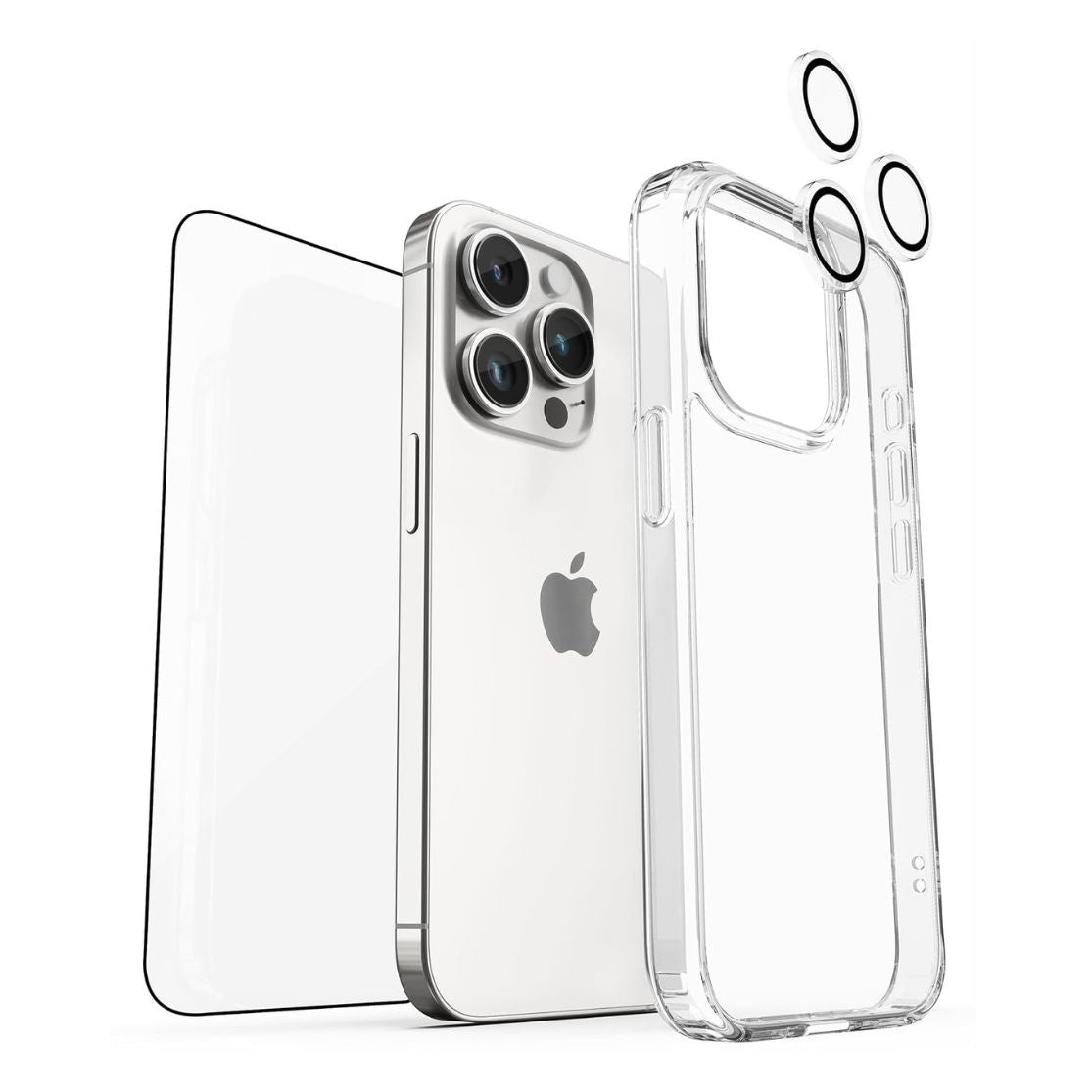 Vaku 3in1 iPhone 15 Series Case: Glass Cover, Tempered Glass, Lens Protector