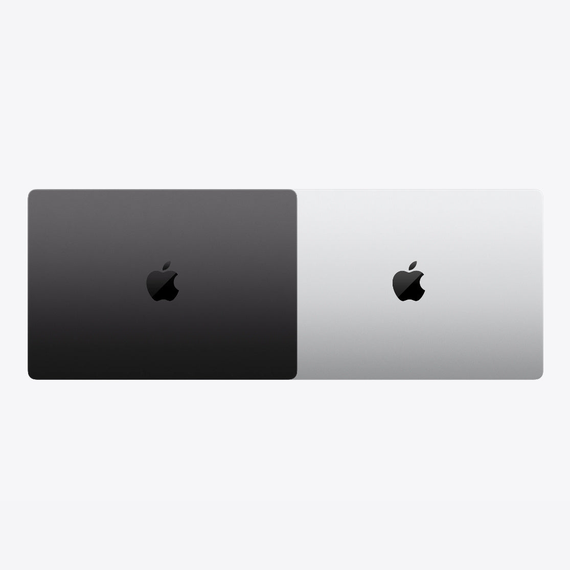 Top view of 14 inch MacBook Pro in space black and silver