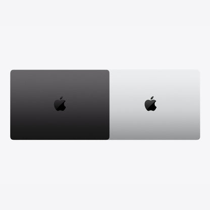Top view of 14 inch MacBook Pro in space black and silver